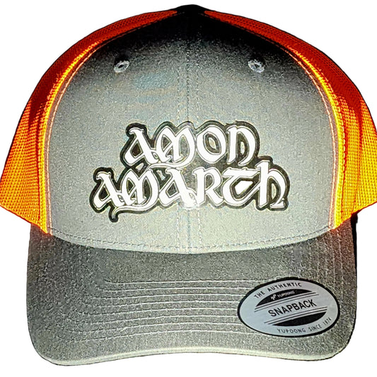 Amon Amarth Logo Trucker Hat | Laser Engraved Faux Leather Patch | Adjustable Mesh Cap