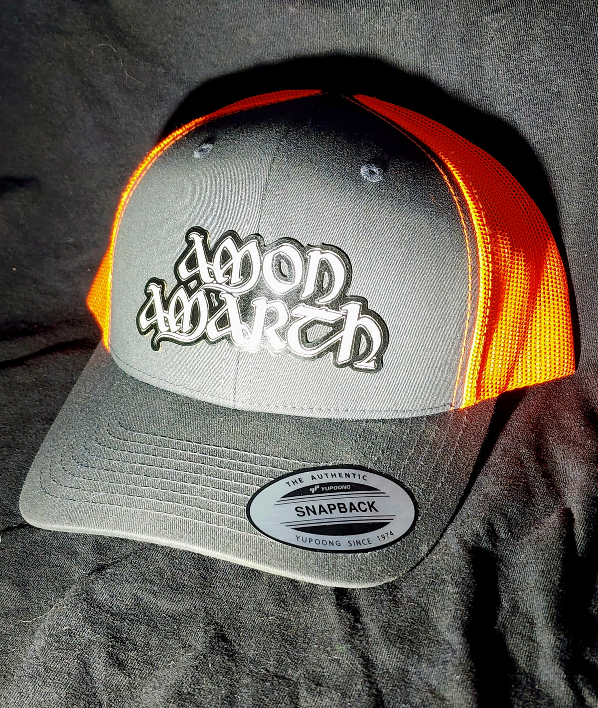 Amon Amarth Logo Trucker Hat | Laser Engraved Faux Leather Patch | Adjustable Mesh Cap