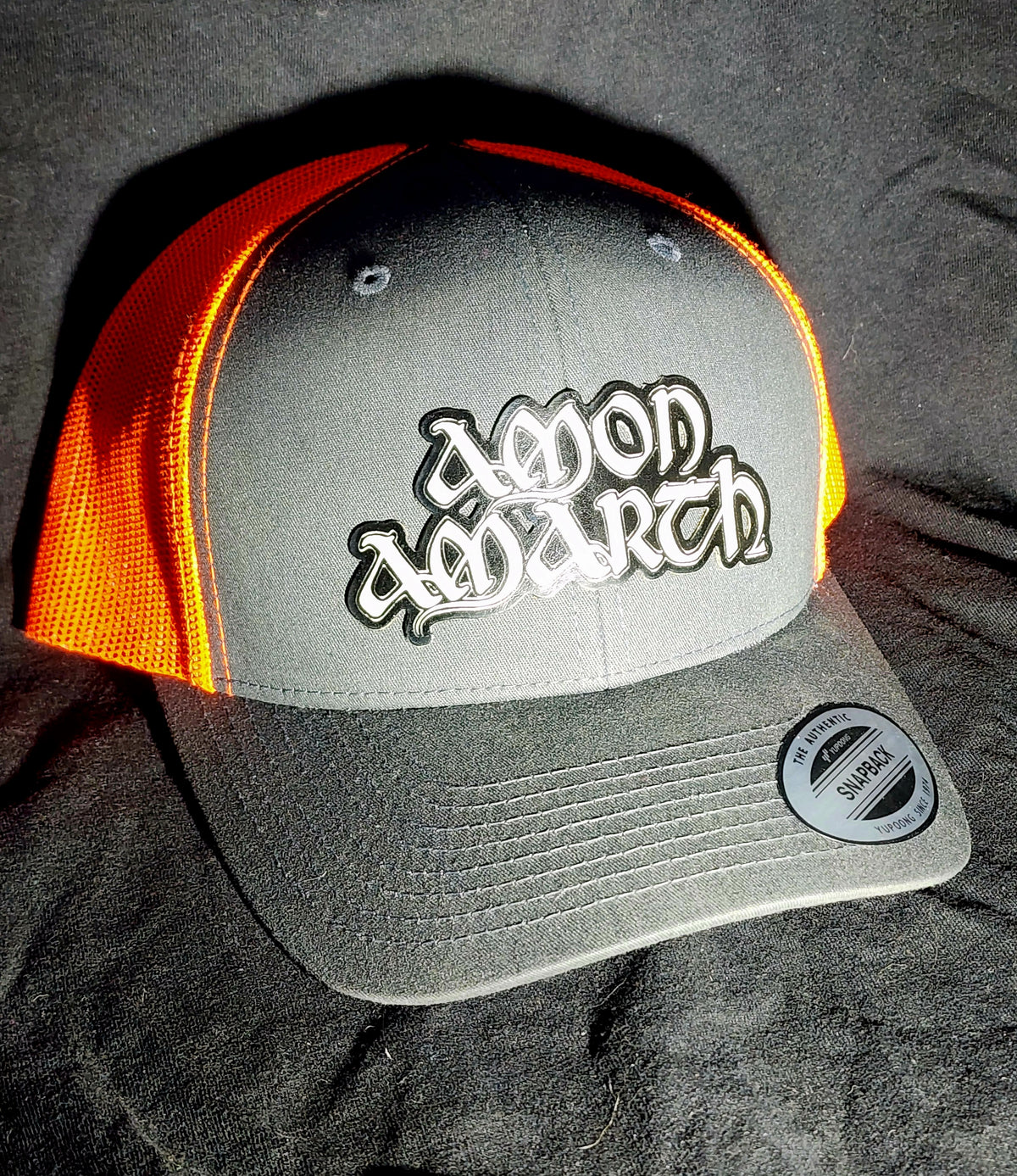 Amon Amarth Logo Trucker Hat | Laser Engraved Faux Leather Patch | Adjustable Mesh Cap