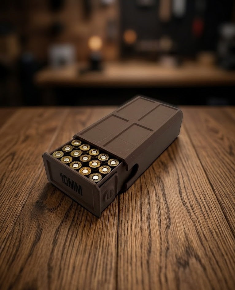 10MM Auto 50-Round Stackable Ammo Case with Sliding Tray | 3D Printed Ammunition Storage