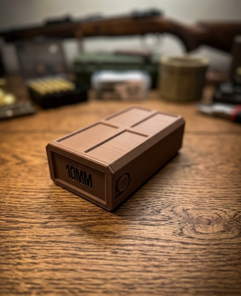 10MM Auto 50-Round Stackable Ammo Case with Sliding Tray | 3D Printed Ammunition Storage