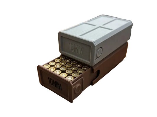 10MM Auto 50-Round Stackable Ammo Case with Sliding Tray | 3D Printed Ammunition Storage