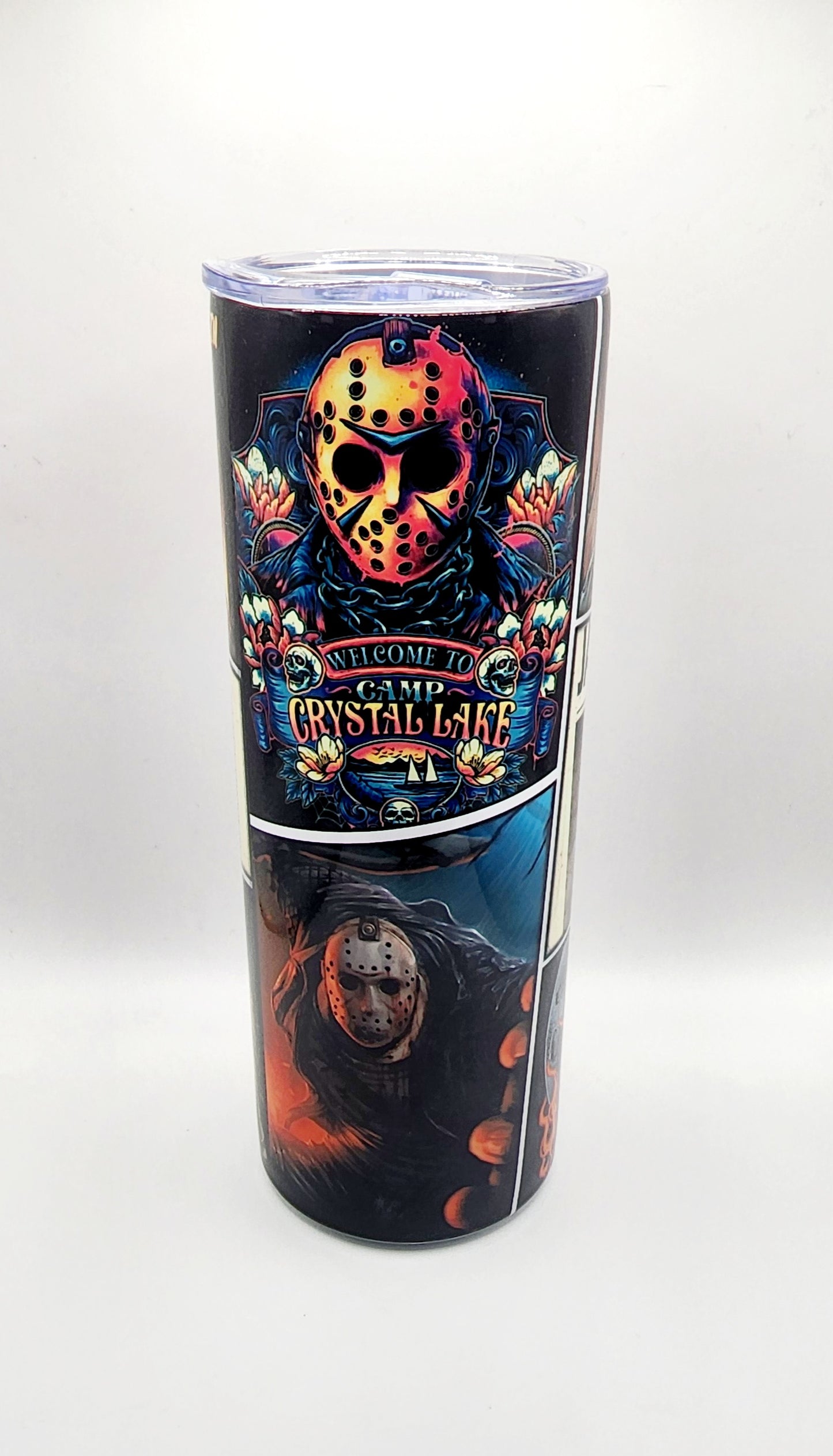 20oz Stainless Steel Tumbler, Jason Voorhees, Camp Crystal Lake, Slasher, 80's Horror