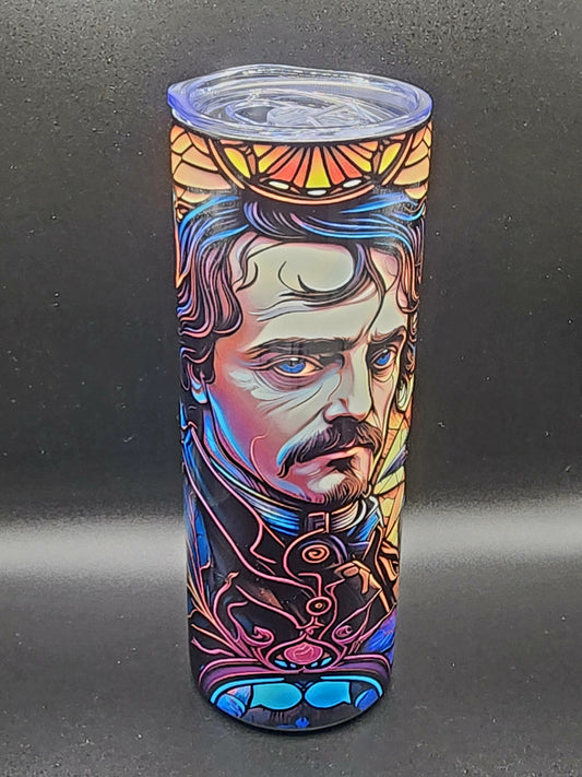 20oz Stainless Steel Tumbler, Edgar Allan Poe, Stained Glass, The Raven, Gothic, Poems