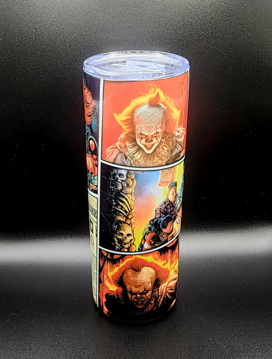 20oz Stainless Steel Tumbler, Pennywise, IT, Killer Clown, Scary Clown, Balloons