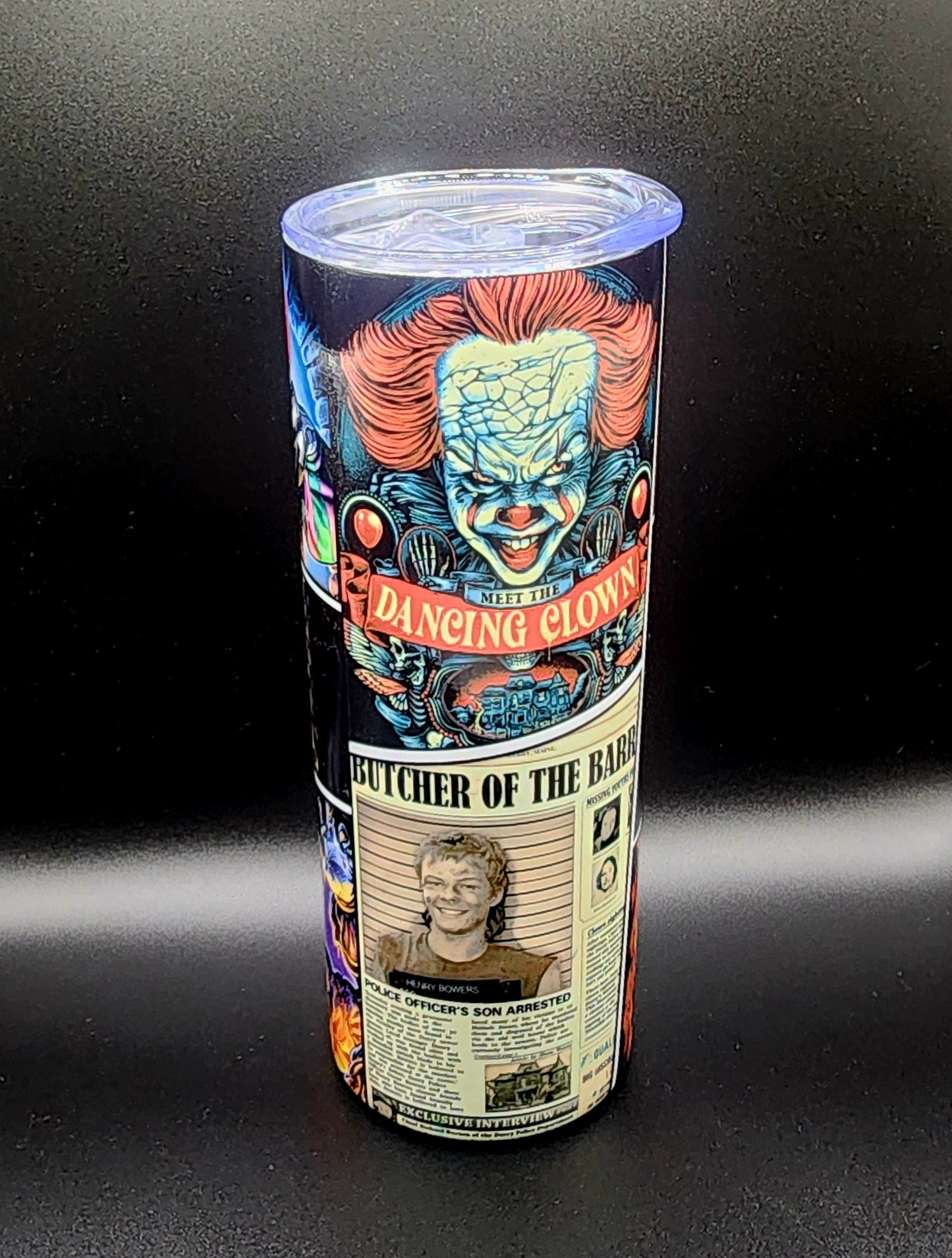 20oz Stainless Steel Tumbler, Pennywise, IT, Killer Clown, Scary Clown, Balloons
