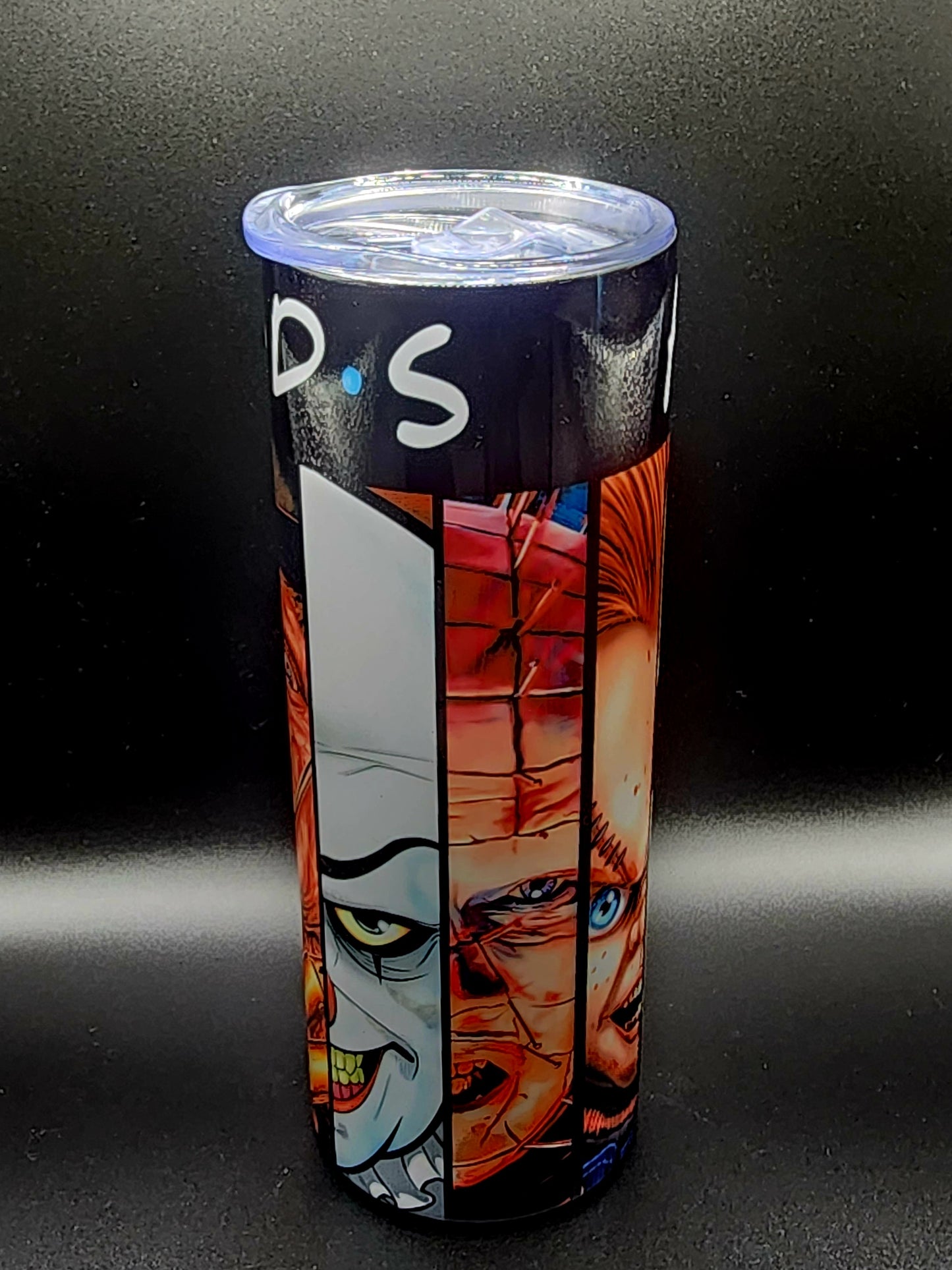 20oz Stainless Steel Tumbler, Horror Icons, Friends, Jason Voorhees, Freddy Kreuger, Michael Myers, Chucky