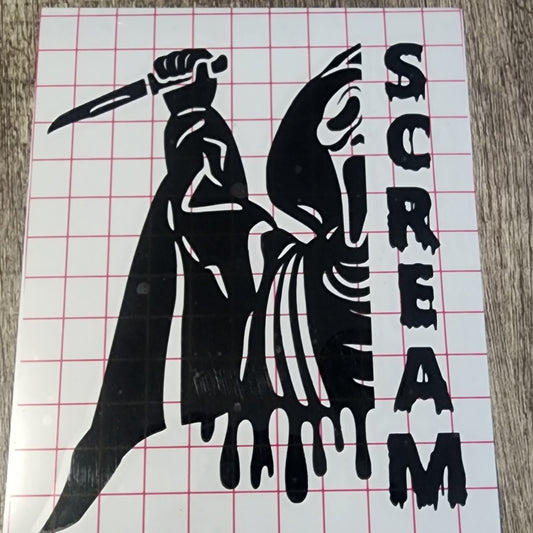 Vinyl Decal Car Decal Permanent Vinyl Outdoor Vinyl Horror Movie Decal Ghostface Stab Scream 90's Horror Killer Ghost