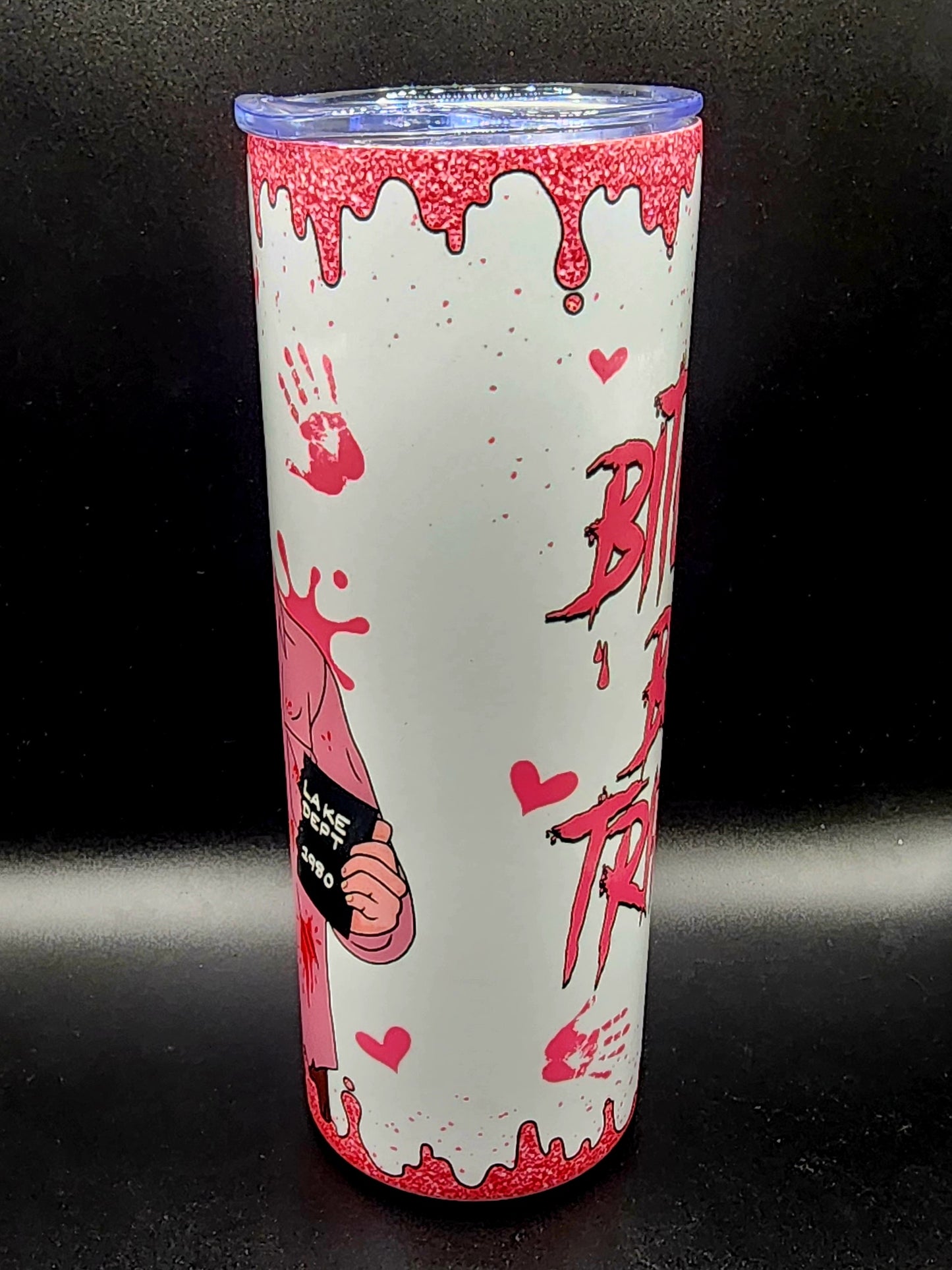 20oz Stainless Steel Tumbler Jason Voorhees Pink Bitches Be Trippin Friday The 13th Camp Crystal Lake