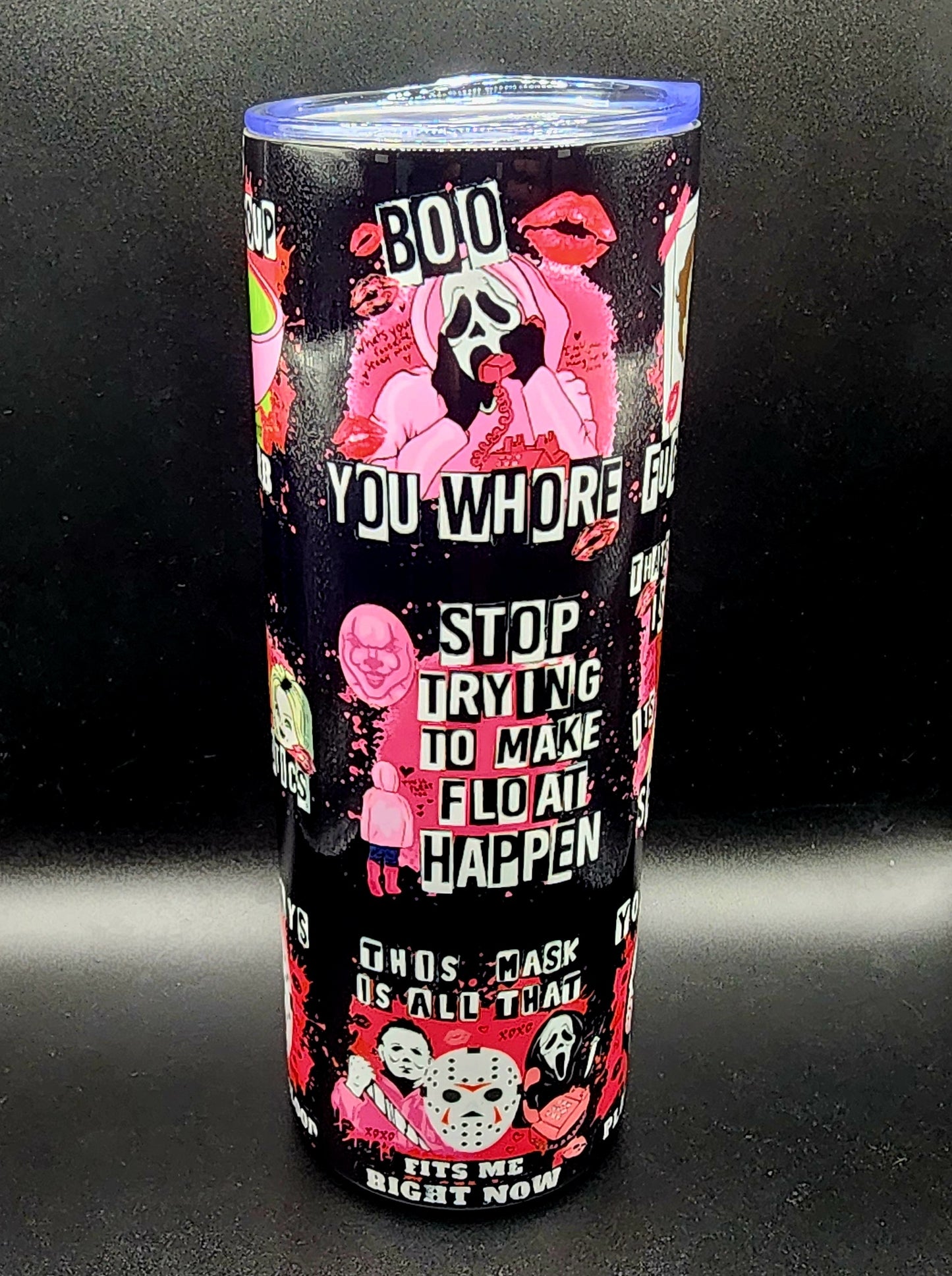 20oz Stainless Steel Tumbler Horror Icons Valentines Leatherface Jason Michael Ghostface Billy Pennywise Slashers