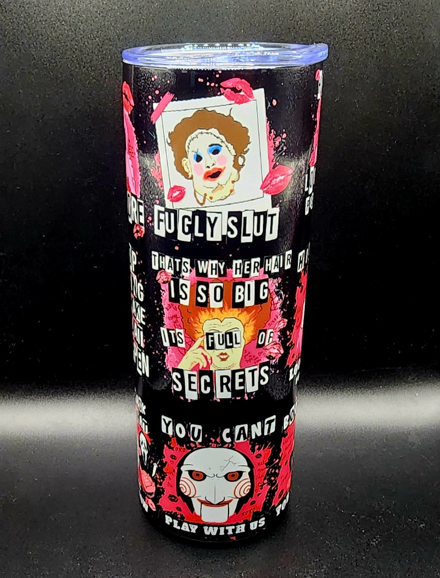 20oz Stainless Steel Tumbler Horror Icons Valentines Leatherface Jason Michael Ghostface Billy Pennywise Slashers