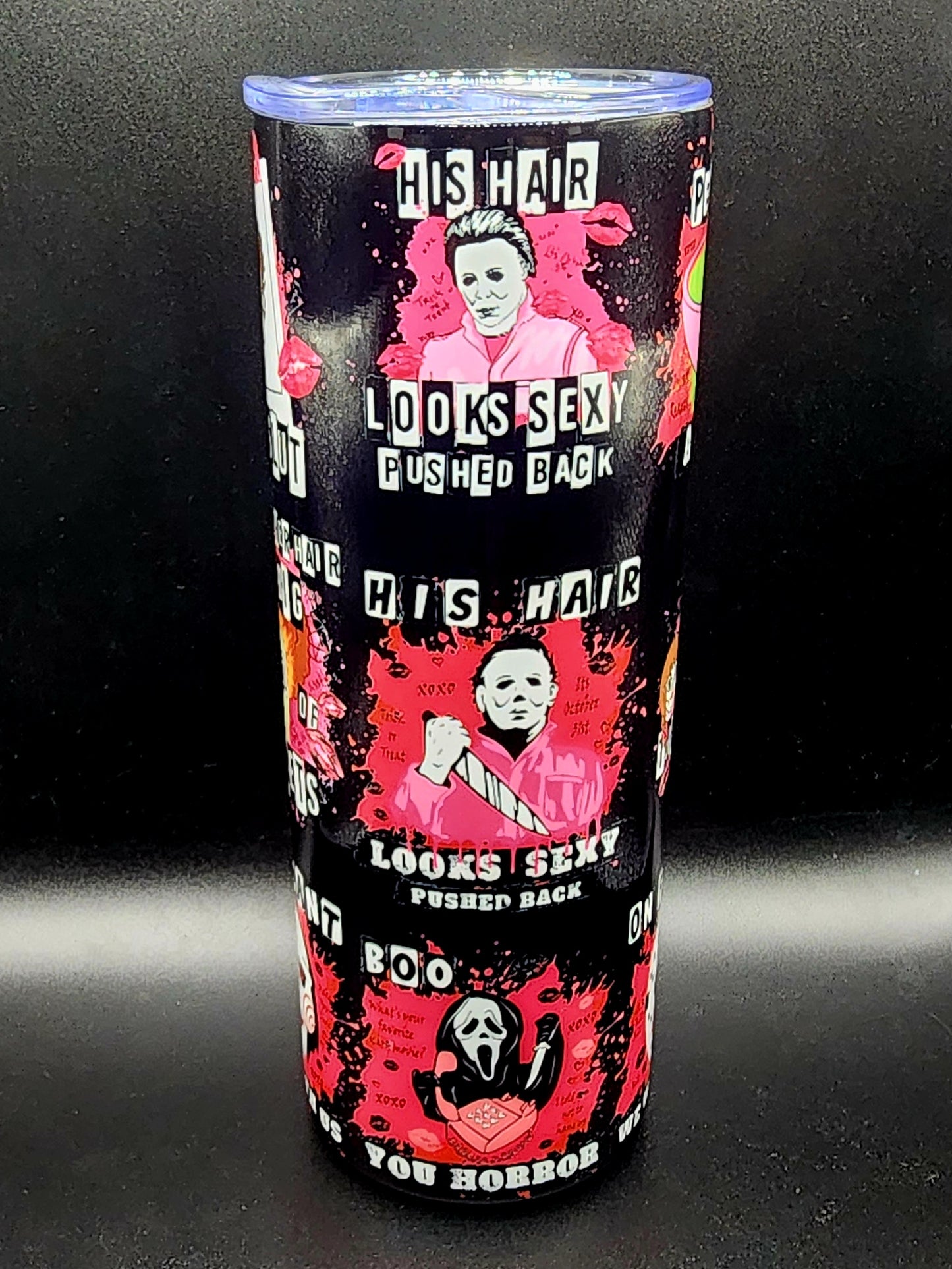 20oz Stainless Steel Tumbler Horror Icons Valentines Leatherface Jason Michael Ghostface Billy Pennywise Slashers