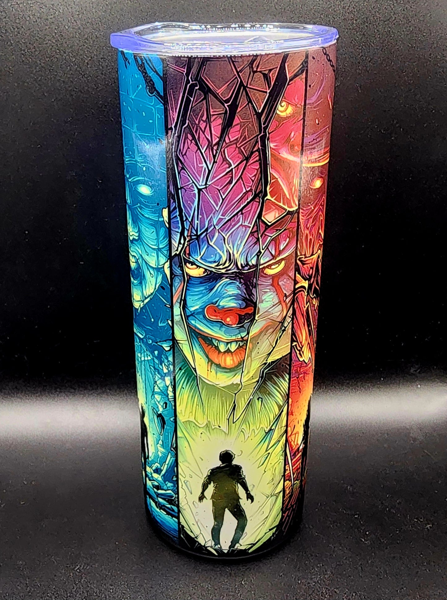 20oz Stainless Steel Tumbler Horror Icons Freddy Jason Michael Pinhead Pennywise Bright Colors