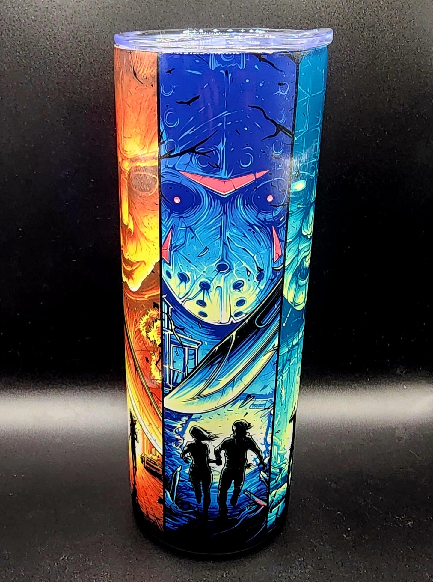 20oz Stainless Steel Tumbler Horror Icons Freddy Jason Michael Pinhead Pennywise Bright Colors