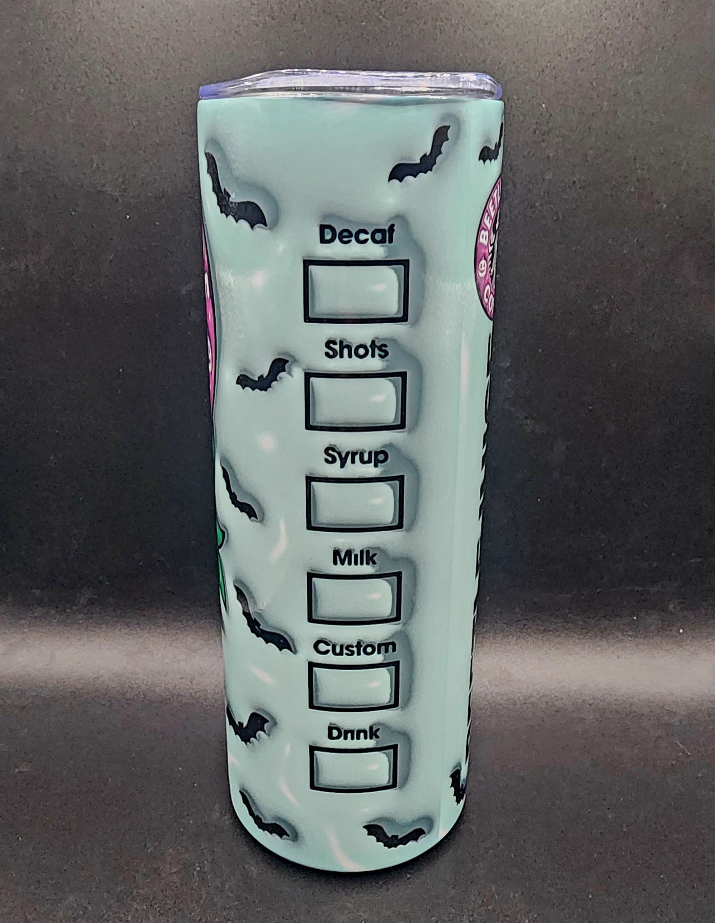 20oz Stainless Steel Puffy Tumbler Horror Movie Goth Movies Beetlejuice Dark Comedy Tim Burton Michael Keaton