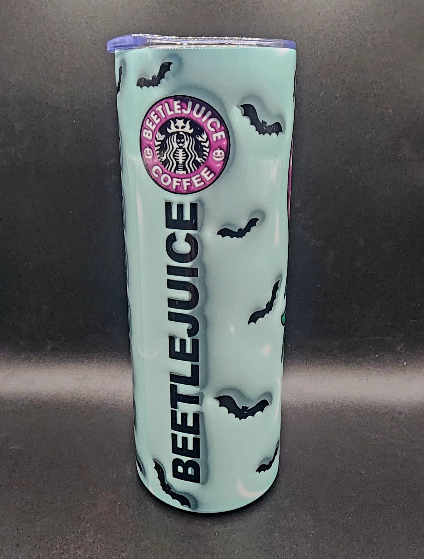 20oz Stainless Steel Puffy Tumbler Horror Movie Goth Movies Beetlejuice Dark Comedy Tim Burton Michael Keaton