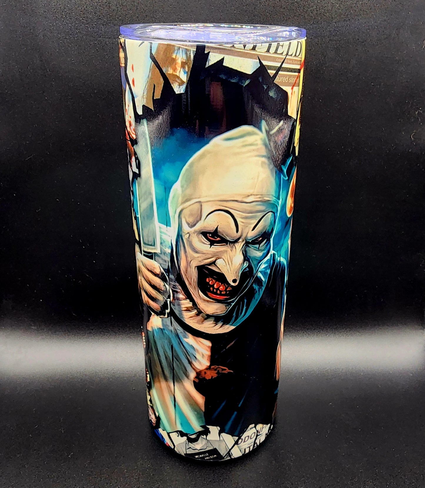 20oz Stainless Steel Tumbler, Art the Clown, Terrifier, Terrifying Clown, Gory Clown, Killer Clown