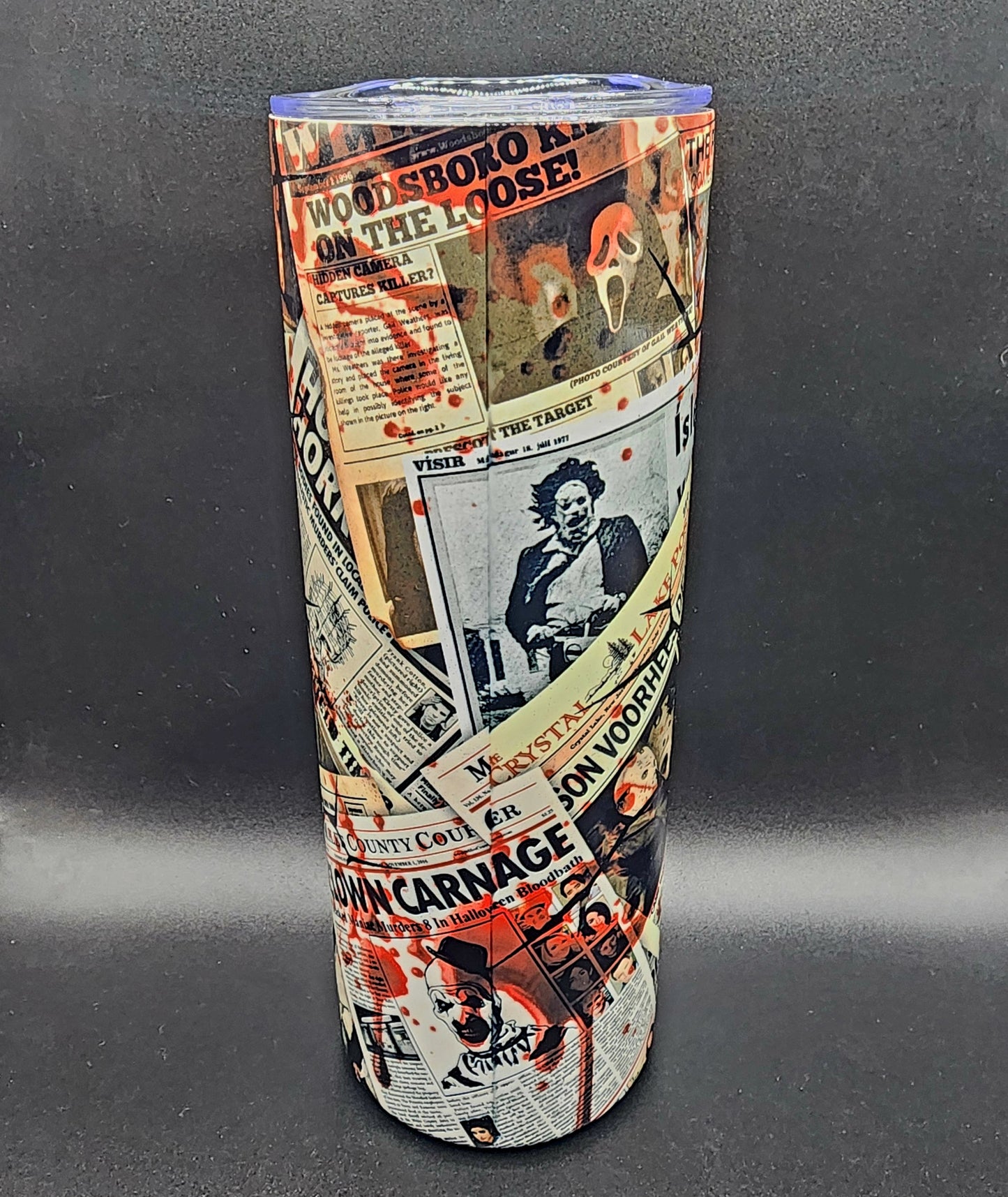 20oz Stainless Steel Tumbler, Art the Clown, Terrifier, Terrifying Clown, Gory Clown, Killer Clown