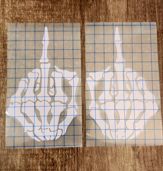 Skeleton Hand Middle Finger Vinyl Window Decal Flipping The Bird F Off