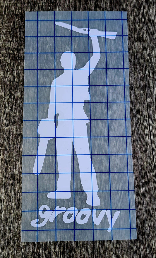 Ash Groovy Evil Dead Vinyl Window Decal Horror Comedy Bruce Campbell