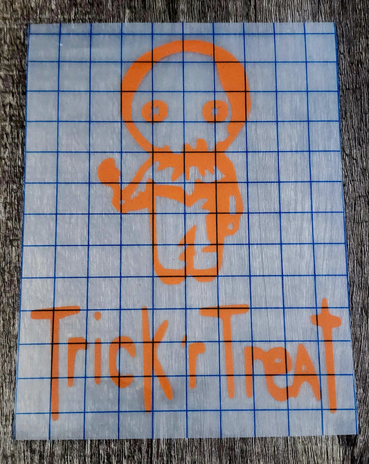 Sam Trick r Treat Vinyl Window Decal Horror Movie Pumpkin Halloween