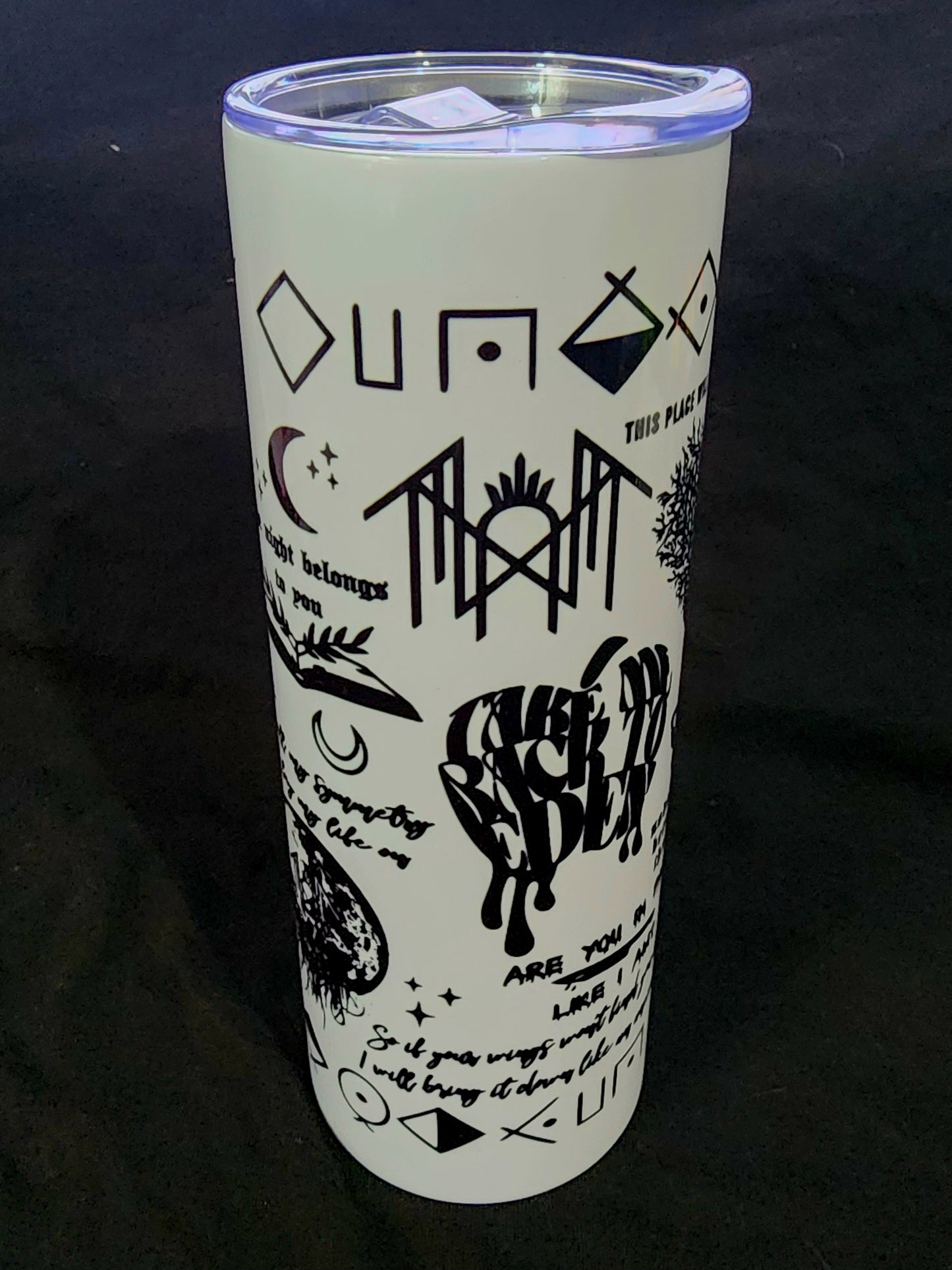 20oz Stainless Steel Tumbler Band Symbol Lyrics Runes Metal Hard Rock Industrial Hip Hop