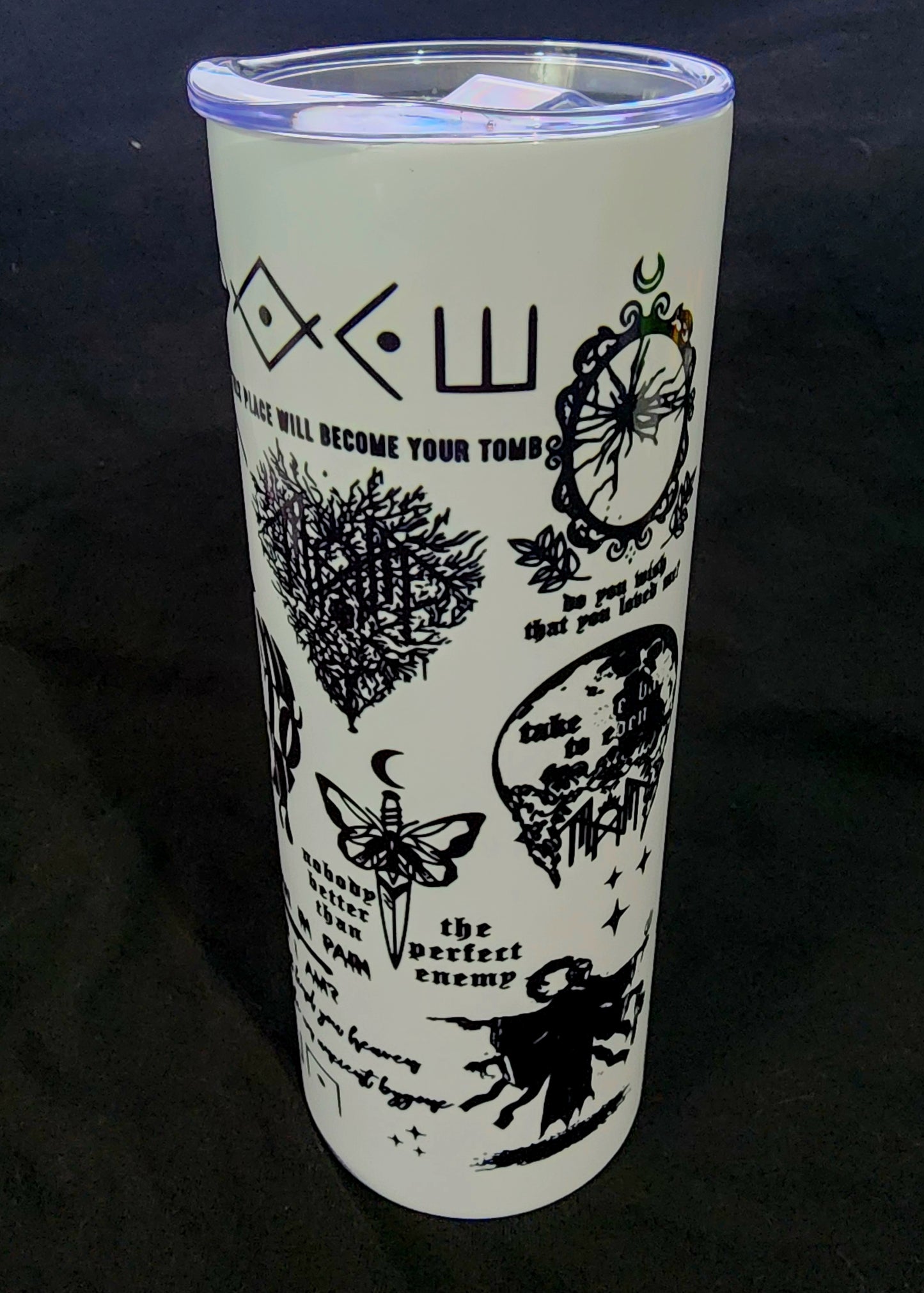 20oz Stainless Steel Tumbler Band Symbol Lyrics Runes Metal Hard Rock Industrial Hip Hop