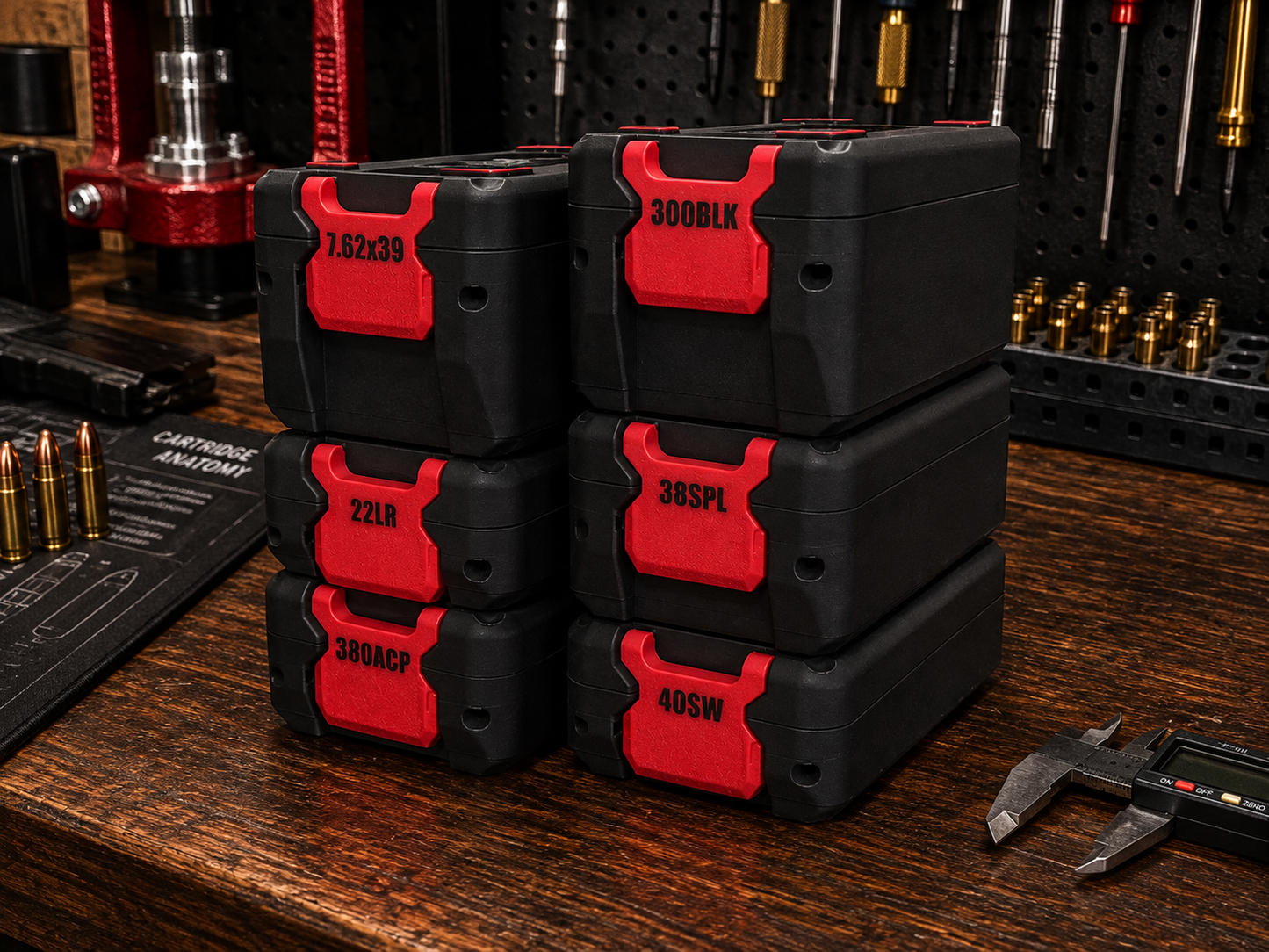 22 Long Rifle Ammo Box - 144 Round Stackable Locking Ammo Storage Case | 3D Printed