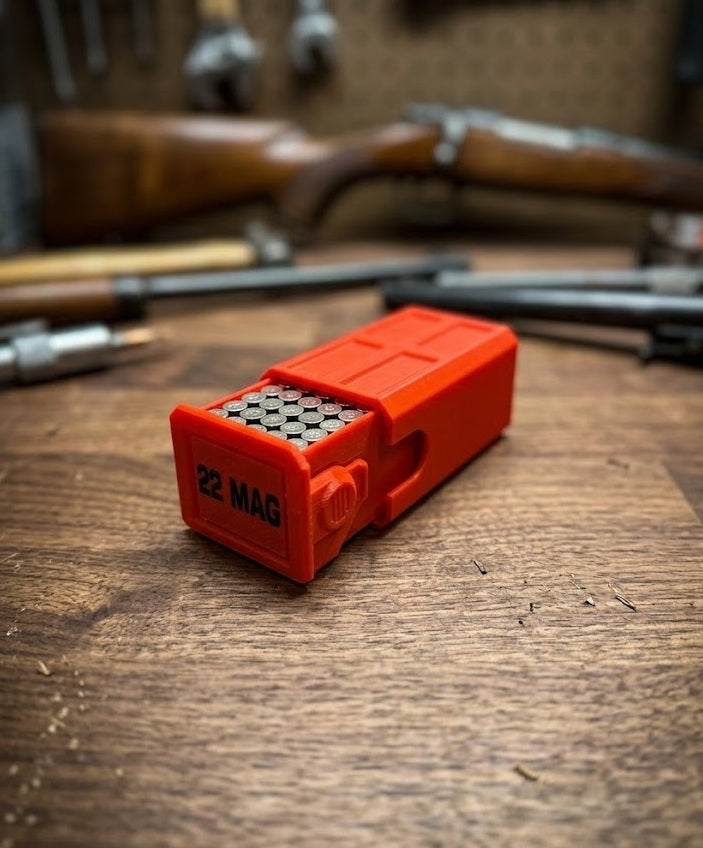 22MAG Stackable Sliding Tray Ammo Container 50 Rounds Compact Dual Locking Mechanism EDC Range Day 3D Printed Secure Closure