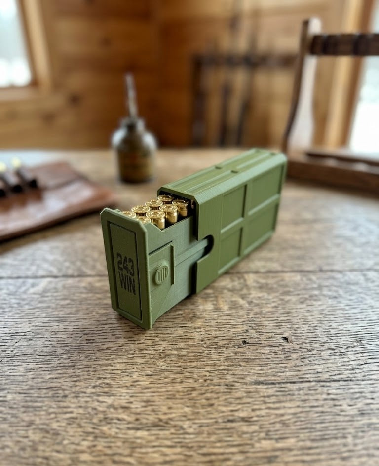 243WIN 20-Round Stackable Ammo Case with Sliding Tray | 3D Printed Ammunition Storage
