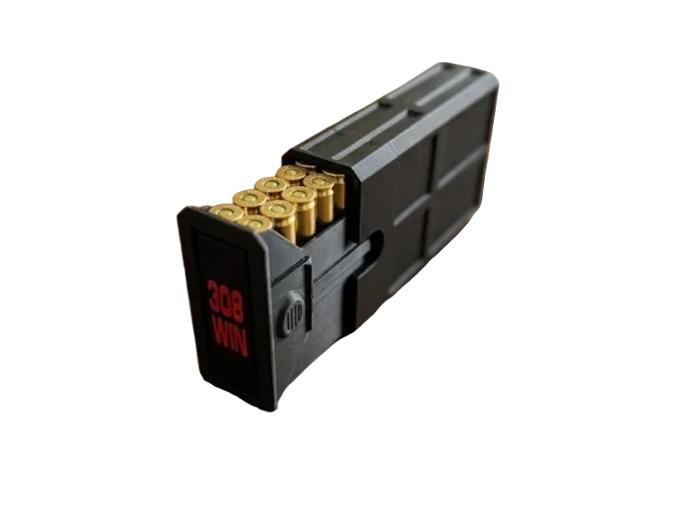 308 Ammo Case 20 Rounds Stackable Sliding Tray Ammo Container Compact Dual Locking Mechanism for Range Days 3D Printed Durable Secure Closure Easy Access Transport