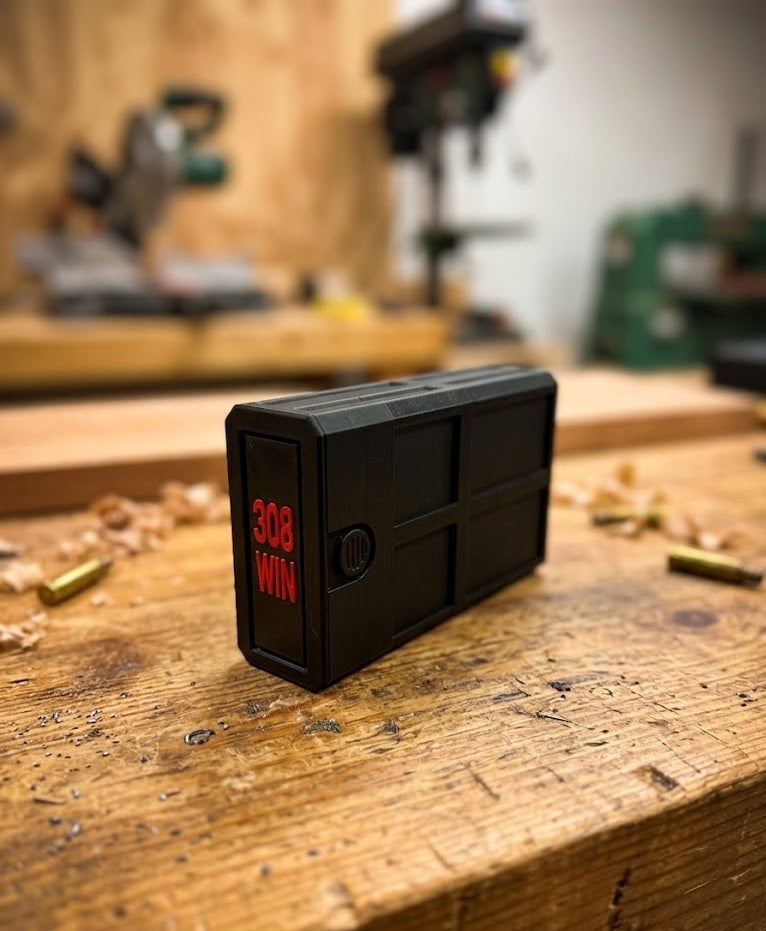 308 Ammo Case 20 Rounds Stackable Sliding Tray Ammo Container Compact Dual Locking Mechanism for Range Days 3D Printed Durable Secure Closure Easy Access Transport