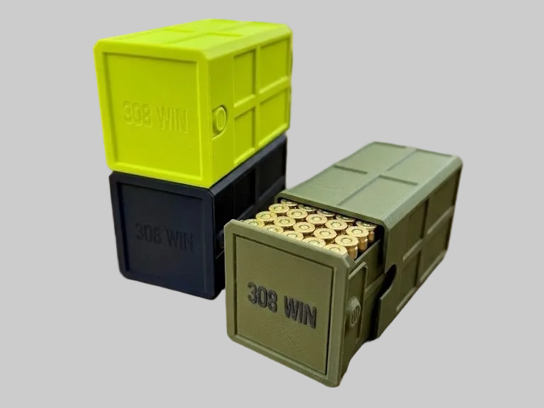 308WIN 50-Round Stackable Ammo Case with Sliding Tray | 3D Printed Ammunition Storage