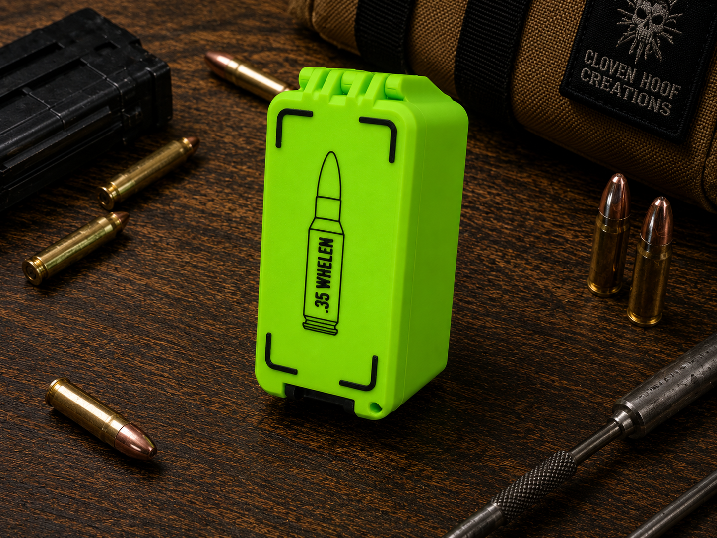 35 Whelen Ammo Box - 50 Round Stackable Locking Ammo Storage Case | 3D Printed