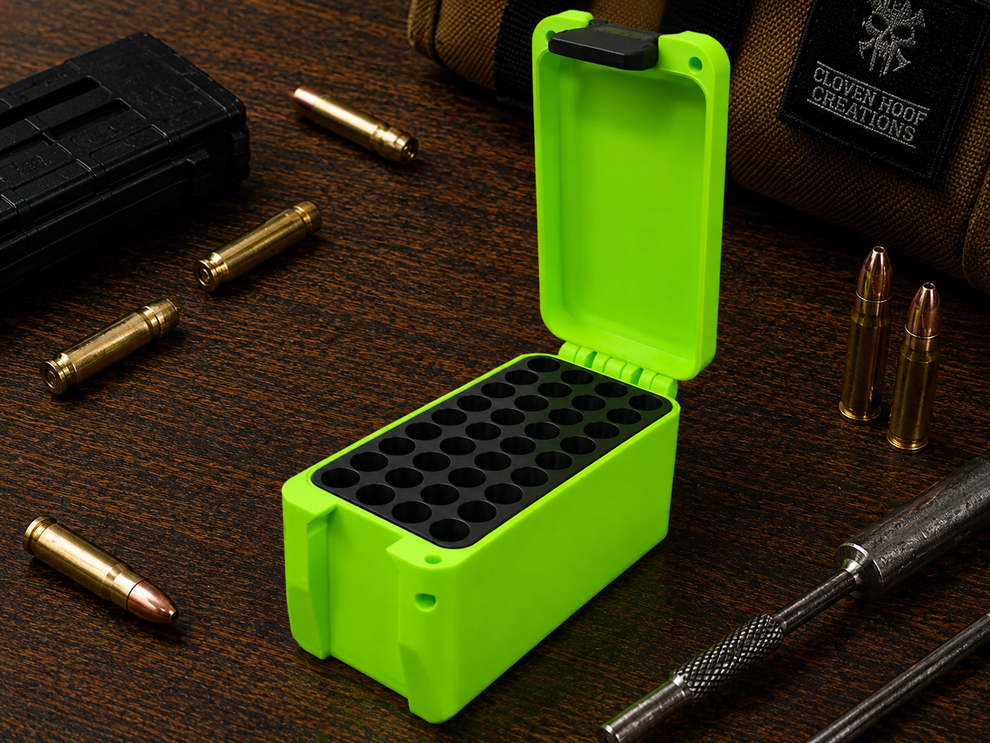 35 Whelen Ammo Box - 50 Round Stackable Locking Ammo Storage Case | 3D Printed