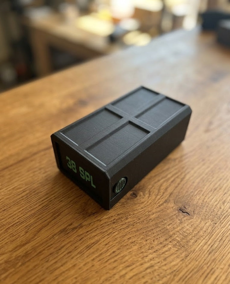 38SPL Stackable Sliding Tray Ammo Container 50 Rounds Compact Dual Locking Mechanism EDC Range Day 3D Printed Secure Closure