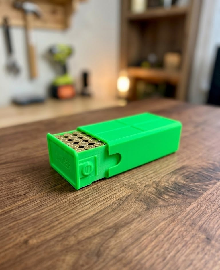 44MAG Stackable Sliding Tray Ammo Container 50 Rounds Compact Dual Locking Mechanism EDC Range Day 3D Printed Secure Closure