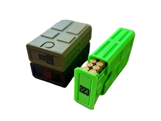 223/5.56 Stackable Sliding Tray Ammo Container 20 Rounds Compact Dual Locking Mechanism EDC Range Day 3D Printed Secure Closure