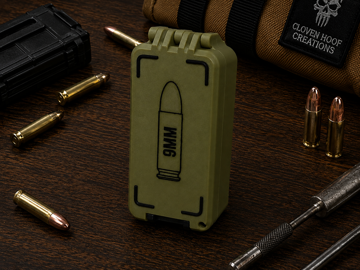9MM Luger Ammo Box - 60 Round Stackable Locking Ammo Storage Case | 3D Printed
