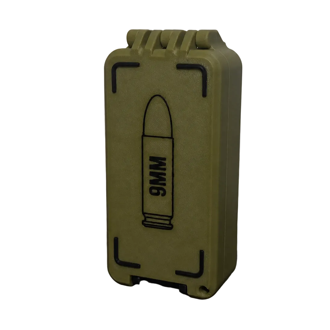 9MM Luger Ammo Box - 60 Round Stackable Locking Ammo Storage Case | 3D Printed