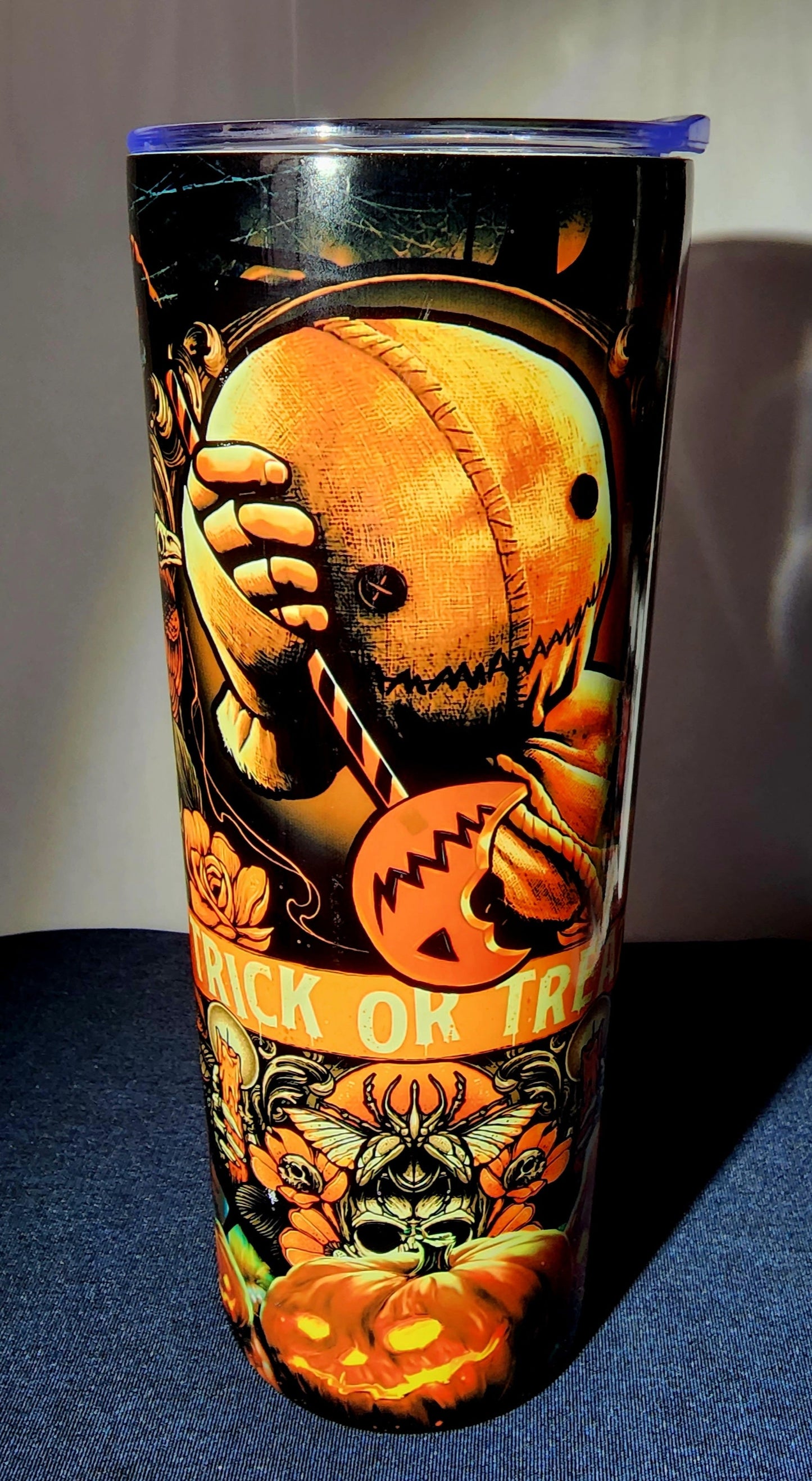20oz Stainless Steel Tumbler, Trick R Treat, Sam, Halloween, Lollipop