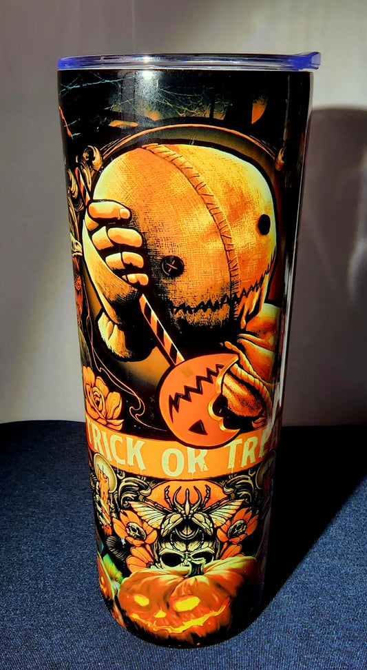 20oz Stainless Steel Tumbler, Trick R Treat, Sam, Halloween, Lollipop