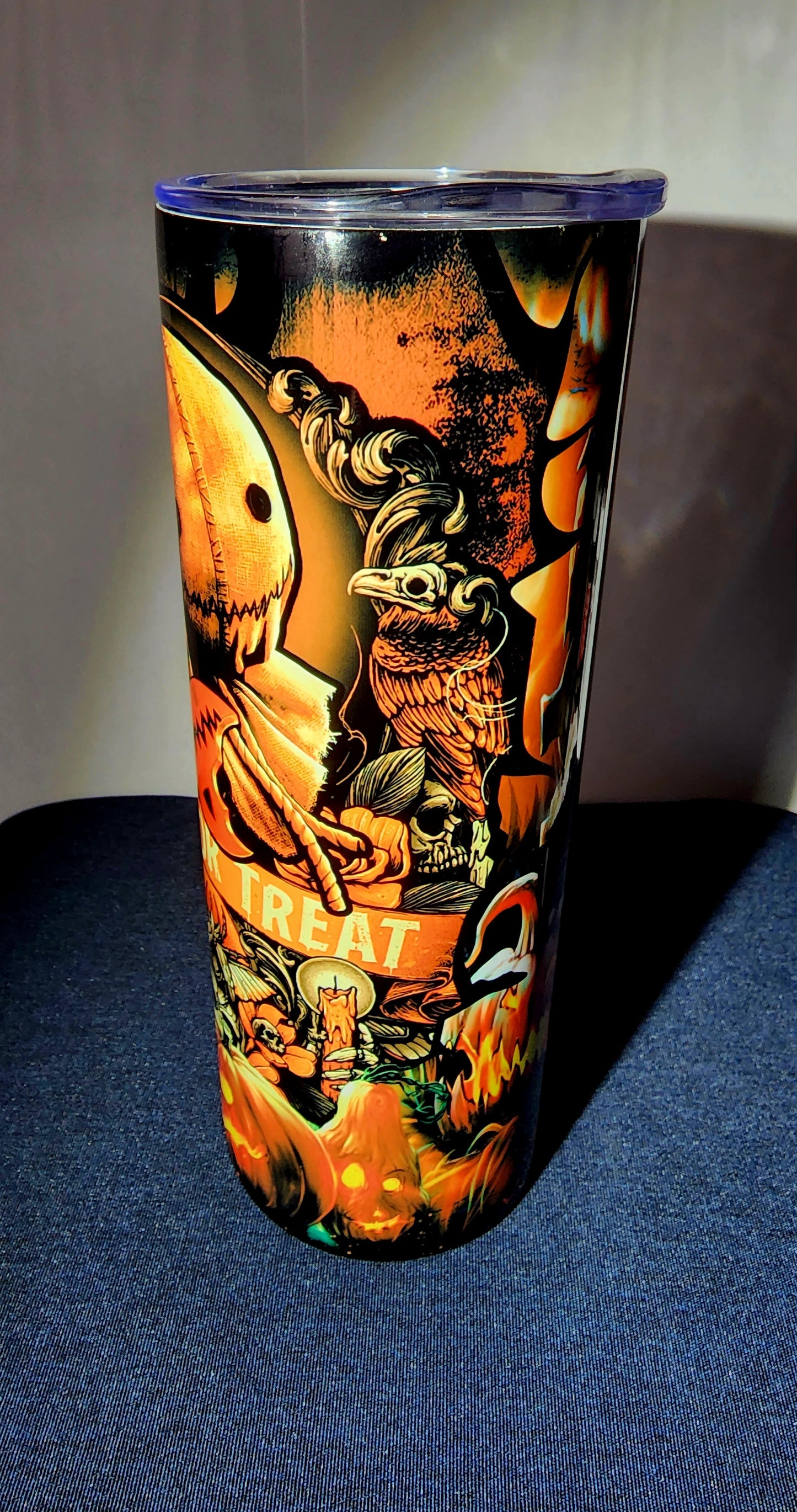 20oz Stainless Steel Tumbler, Trick R Treat, Sam, Halloween, Lollipop